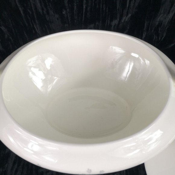 RARE Wedgwood Wild Oats Platinum Covered Dish with Handles White and Grey - Picture 5 of 5